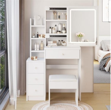 Bedside Dressing Table With Soft Cushion Stool